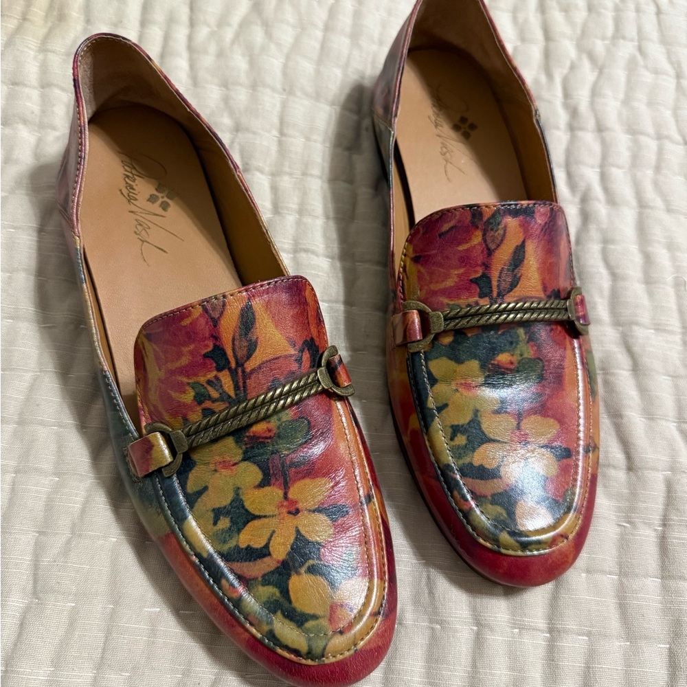 Patricia Nash Red and Yellow Floral Loafers